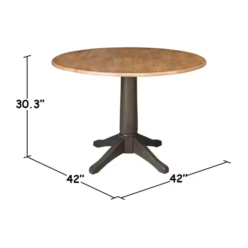 Table de salle à manger ronde à double abattant de 42 po avec 4 chaises à dossier ajouré Noyer/Charbon lavé - International Concepts