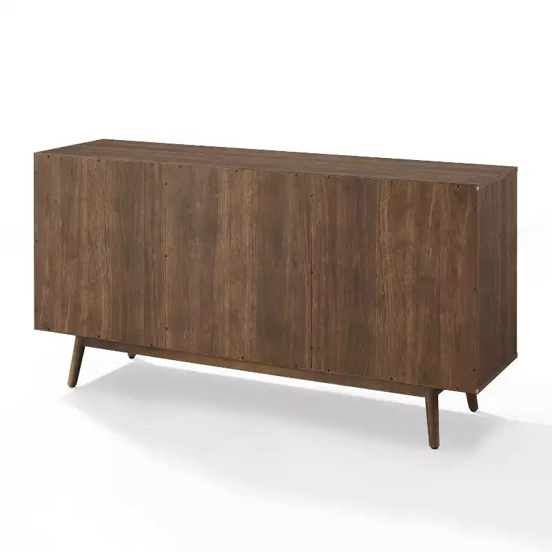 Buffet Lucas marron - Crosley : Buffet rustique du milieu du siècle moderne avec étagères réglables, tiroirs et cadre en bois massif