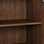 Buffet Lucas marron - Crosley : Buffet rustique du milieu du siècle moderne avec étagères réglables, tiroirs et cadre en bois massif