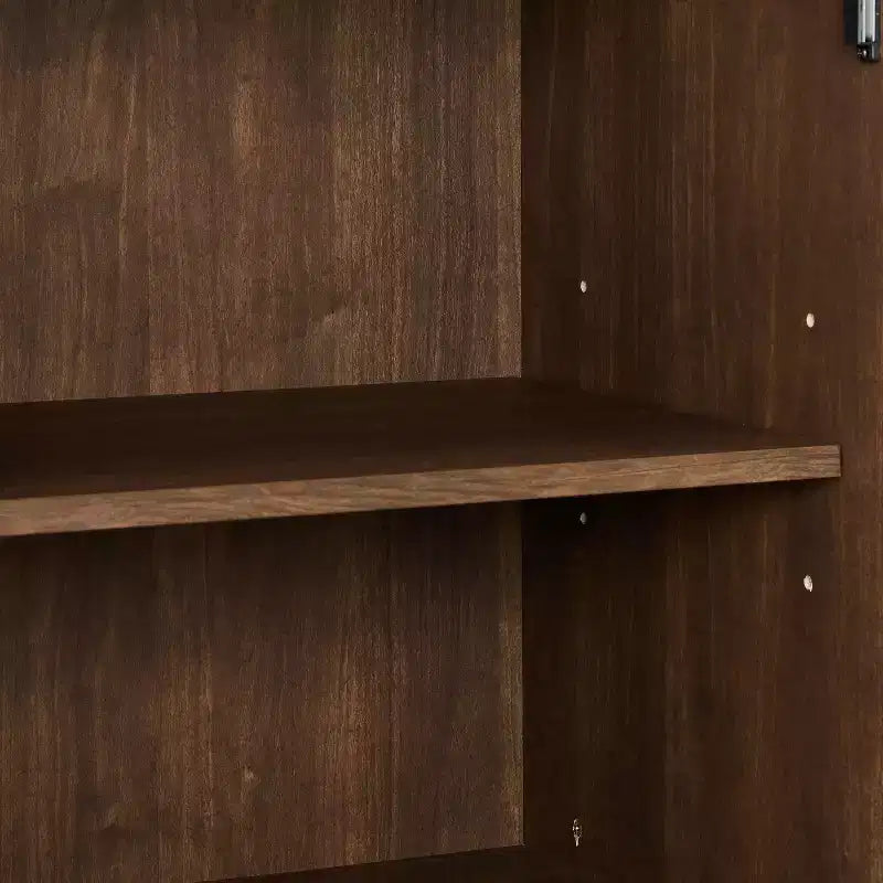 Buffet Lucas marron - Crosley : Buffet rustique du milieu du siècle moderne avec étagères réglables, tiroirs et cadre en bois massif