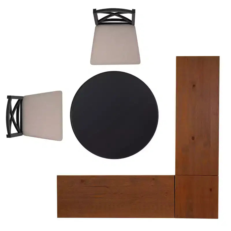Ensemble de salle à manger Linon 4 pièces avec banquette Tobin Nook et table, noir/noyer
