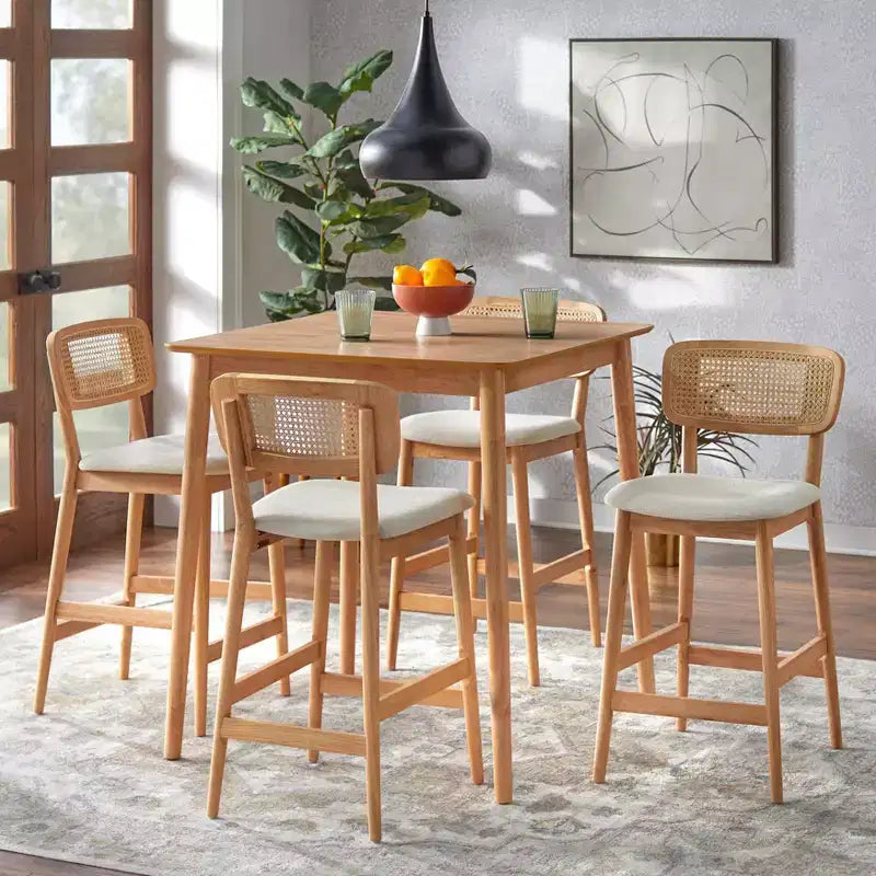 Table carrée hauteur comptoir Buylateral Newington chêne clair