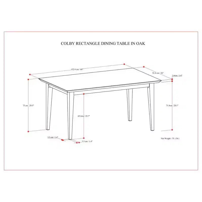 Table à manger rectangulaire en chêne WyndenHall Fairway