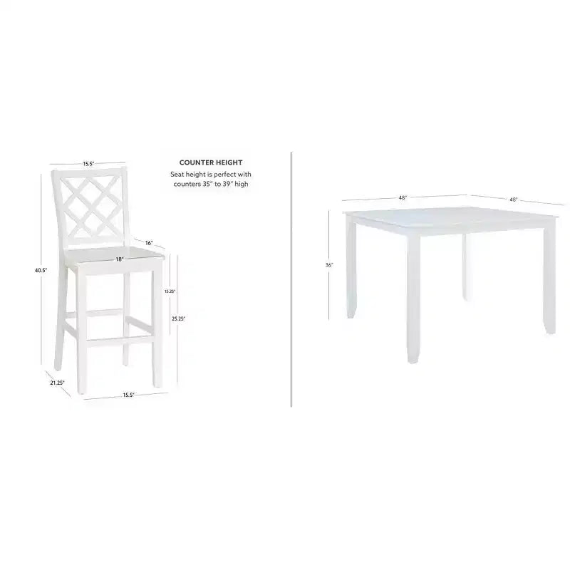 Ensemble de salle à manger carré Shelby 5 pièces hauteur comptoir Powell, blanc