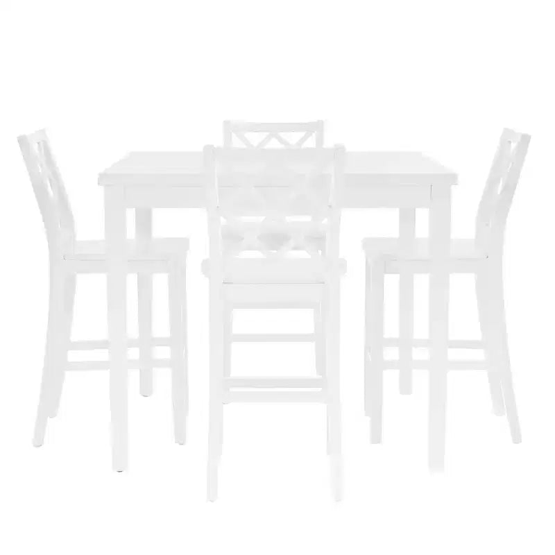 Ensemble de salle à manger carré Shelby 5 pièces hauteur comptoir Powell, blanc