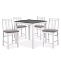 HOMES: Inside + Out 5pc Seawhisper Transitional Counter Height Dining Set White/Gray: Square Table, Padded Chairs