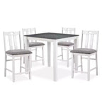 HOMES: Inside + Out 5pc Seawhisper Transitional Counter Height Dining Set White/Gray: Square Table, Padded Chairs