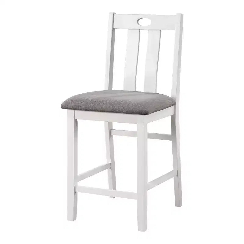 HOMES: Inside + Out Ensemble de salle à manger Seawhisper 5 pièces hauteur comptoir de style transitoire Blanc/Gris : Table carrée, Chaises rembourrées