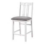 HOMES: Inside + Out Ensemble de salle à manger Seawhisper 5 pièces hauteur comptoir de style transitoire Blanc/Gris : Table carrée, Chaises rembourrées