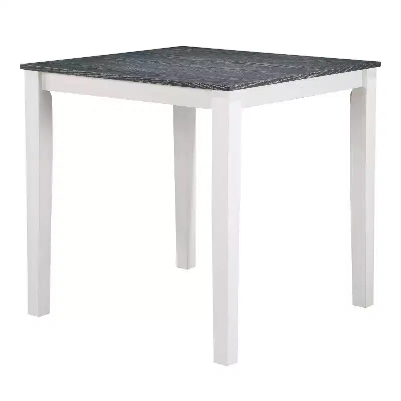 HOMES: Inside + Out Ensemble de salle à manger Seawhisper 5 pièces hauteur comptoir de style transitoire Blanc/Gris : Table carrée, Chaises rembourrées