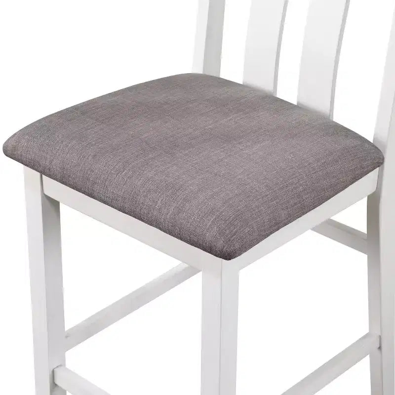 HOMES: Inside + Out Ensemble de salle à manger Seawhisper 5 pièces hauteur comptoir de style transitoire Blanc/Gris : Table carrée, Chaises rembourrées