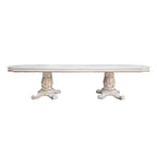 120" Vendome Dining Table Antique Pearl Finish - Acme Furniture: Double Pedestal, Gold Accents, 8 Seats