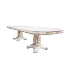 Table de salle à manger Vendome 305 cm, finition perle antique - Acme Furniture : Double piédestal, accents dorés, 8 places