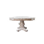 Table de salle à manger Vendome 305 cm, finition perle antique - Acme Furniture : Double piédestal, accents dorés, 8 places