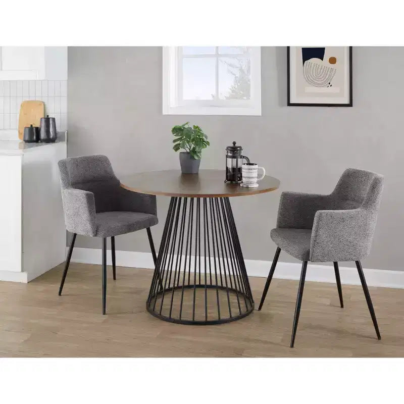 LumiSource Canary Table à Manger en Bois Métal Noir/Noyer