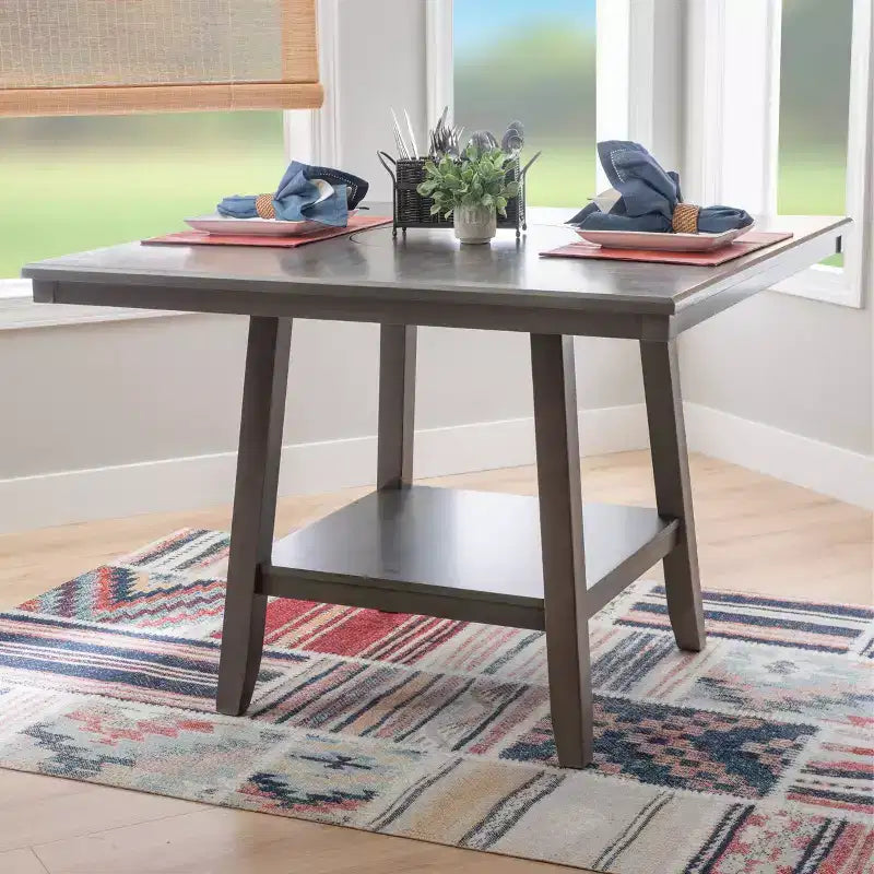Table de hauteur de comptoir Powell Barnes avec plateau tournant gris