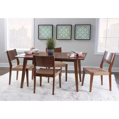 Ensemble de salle à manger 5 pièces Clara avec chaises et banc en corde marron - Powell