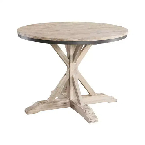 5pc Round Keaton Standard Height Dining Table Set with 4 Chairs Beach - Picket House Furnishings: Rustic Pedestal Design