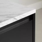 Îlot de cuisine Olio de South Shore, fini noir mat/faux marbre blanc