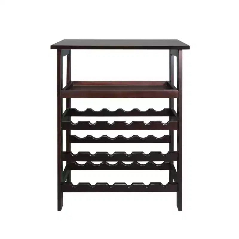 Solid Wood Freestanding 18-Bottle Wine Rack with Shelves Espresso - Flora Home: Pine Construction, 1 Shelf, 33" Height