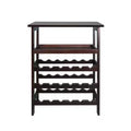 Solid Wood Freestanding 18-Bottle Wine Rack with Shelves Espresso - Flora Home: Pine Construction, 1 Shelf, 33" Height