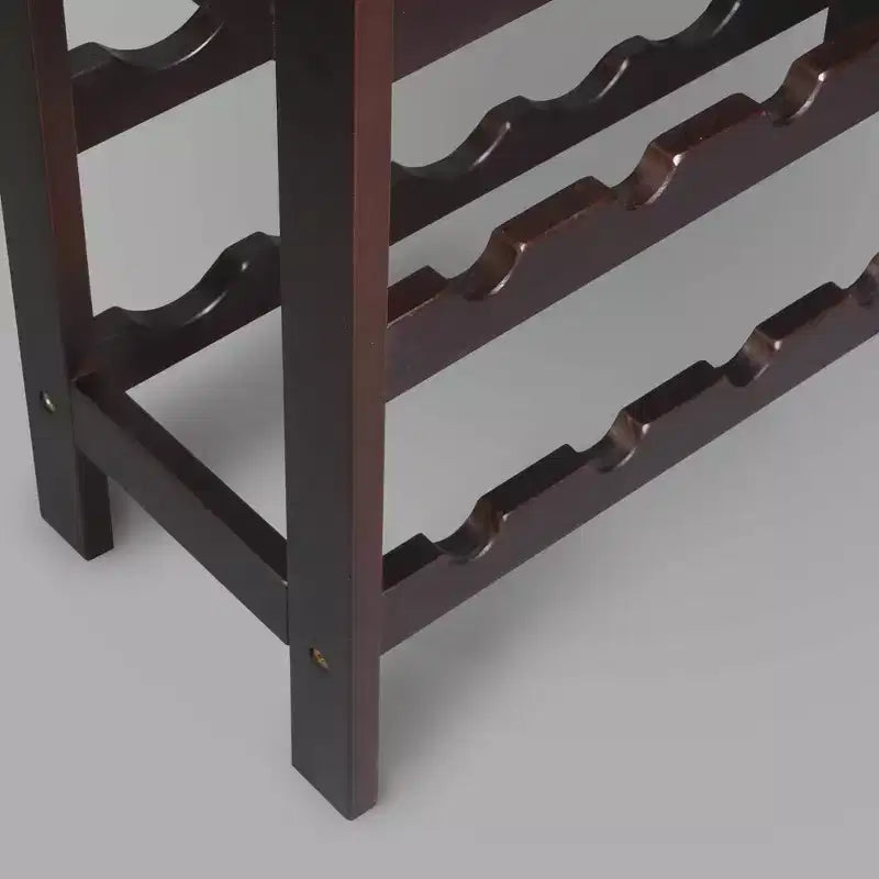 Casier à vin autoportant en bois massif 18 bouteilles avec étagères Espresso - Flora Home : Construction en pin, 1 étagère, 84 cm de hauteur