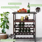 Casier à vin autoportant en bois massif 18 bouteilles avec étagères Espresso - Flora Home : Construction en pin, 1 étagère, 84 cm de hauteur
