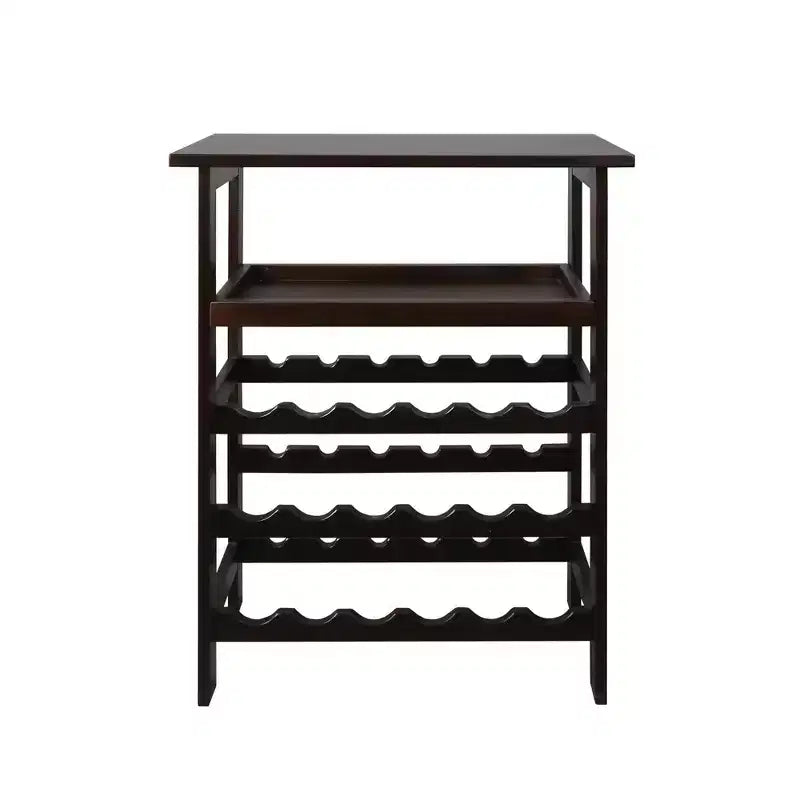Casier à vin autoportant en bois massif 18 bouteilles avec étagères Espresso - Flora Home : Construction en pin, 1 étagère, 84 cm de hauteur