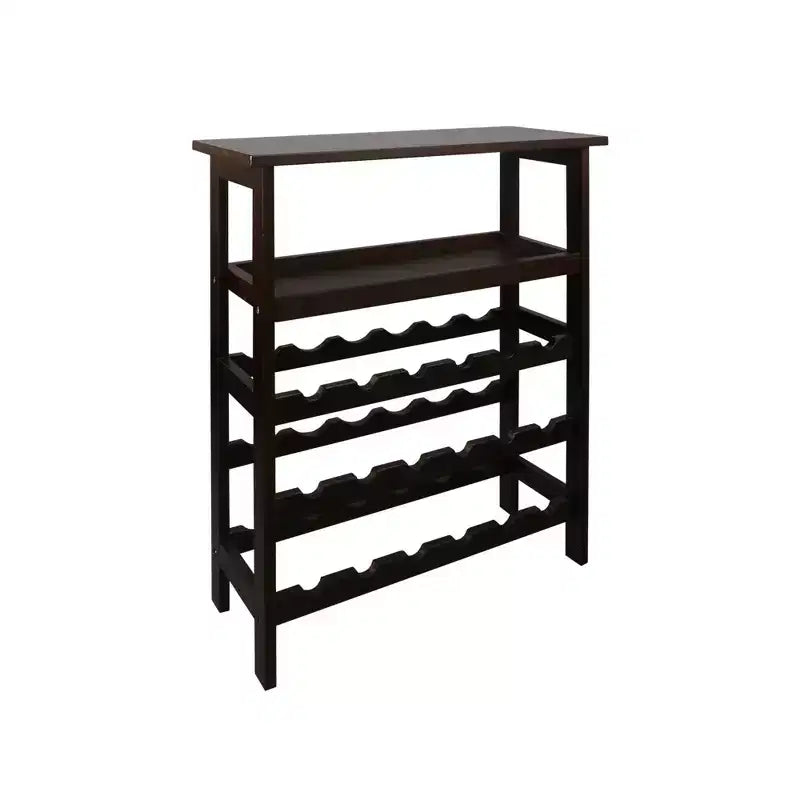 Casier à vin autoportant en bois massif 18 bouteilles avec étagères Espresso - Flora Home : Construction en pin, 1 étagère, 84 cm de hauteur