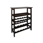 Casier à vin autoportant en bois massif 18 bouteilles avec étagères Espresso - Flora Home : Construction en pin, 1 étagère, 84 cm de hauteur