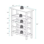 Casier à vin autoportant en bois massif 18 bouteilles avec étagères Espresso - Flora Home : Construction en pin, 1 étagère, 84 cm de hauteur
