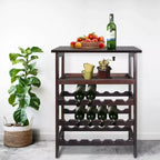 Casier à vin autoportant en bois massif 18 bouteilles avec étagères Espresso - Flora Home : Construction en pin, 1 étagère, 84 cm de hauteur