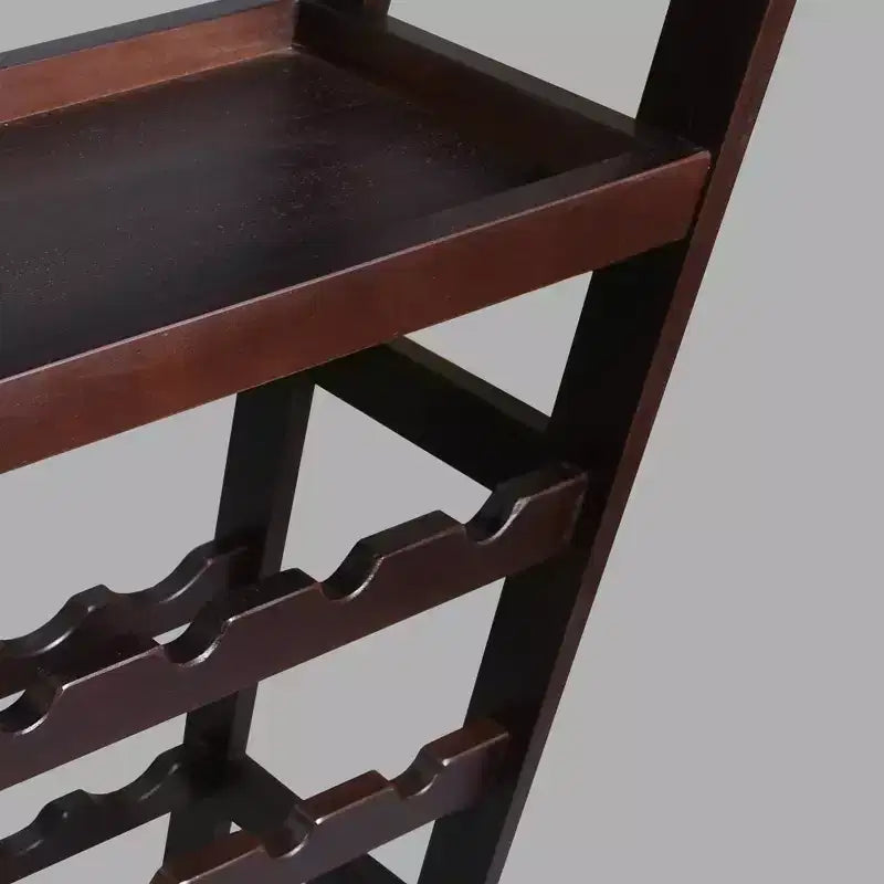 Casier à vin autoportant en bois massif 18 bouteilles avec étagères Espresso - Flora Home : Construction en pin, 1 étagère, 84 cm de hauteur