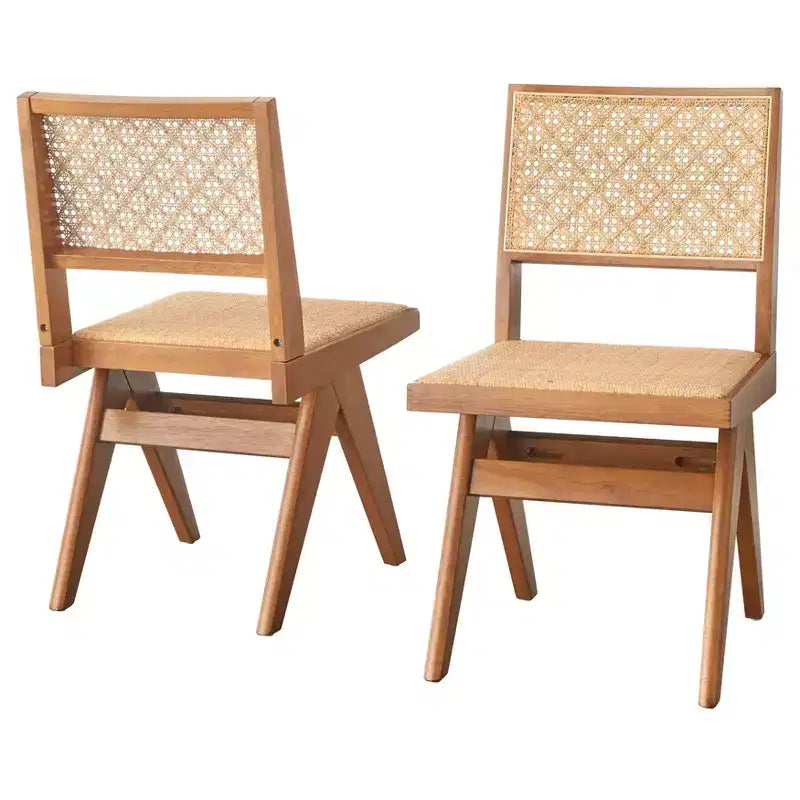 Ensemble de salle à manger moderne 6 pièces Valentina Buylateral avec 1 table, 2 chaises, 2 fauteuils et 1 banc Noyer clair