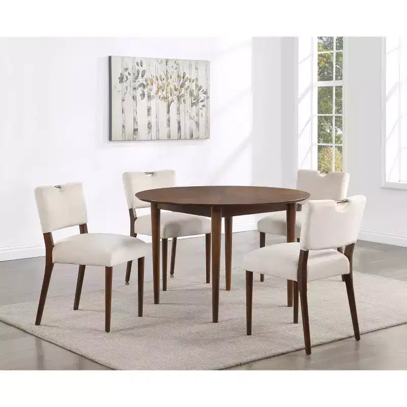 Table à manger ronde Comfort Pointe Bonito, finition noyer