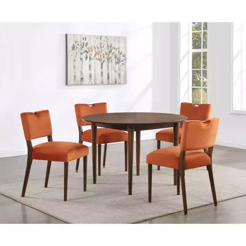 Table à manger ronde Comfort Pointe Bonito, finition noyer