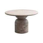 Table de salle à manger en bois de manguier Storied Home Naturelle : Finition blanchie, Piétement colonne, 119 cm de diamètre