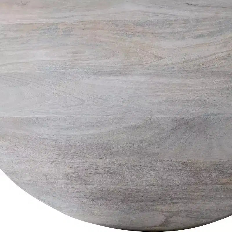 Table de salle à manger en bois de manguier Storied Home Naturelle : Finition blanchie, Piétement colonne, 119 cm de diamètre