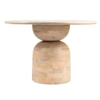 Table de salle à manger en bois de manguier Storied Home Naturelle : Finition blanchie, Piétement colonne, 119 cm de diamètre
