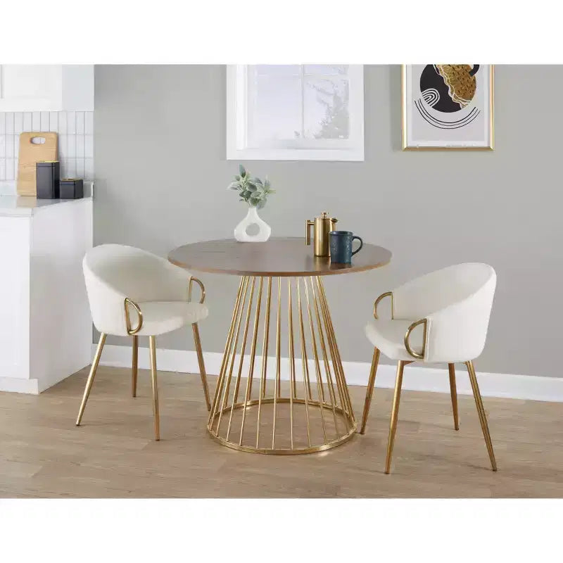 LumiSource Canary Table de salle à manger en bois or/noyer