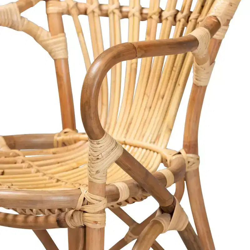 Fauteuil en rotin Sheraton naturel - bali & pari : Style bohème, revêtement en polyester, cadre en bois, aucun assemblage requis