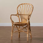 Fauteuil en rotin Sheraton naturel - bali & pari : Style bohème, revêtement en polyester, cadre en bois, aucun assemblage requis