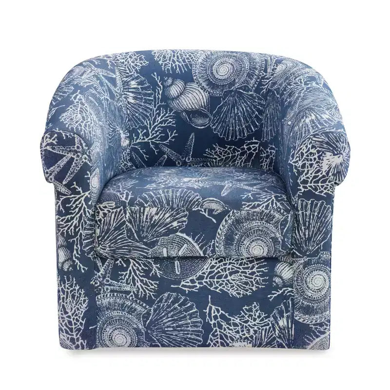 Fauteuil club pivotant Powell Monahan Costal Roll Arm bleu : polyester rembourré, aucun assemblage requis