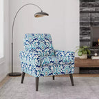 Handy Living Allyson Mid-Century Modern Small Space Armchair Damask Pattern Cobalt Blue/Gray