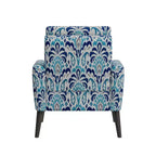 Fauteuil Allyson de Handy Living, style milieu du siècle, petit espace, motif damassé, bleu cobalt/gris