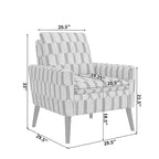 Fauteuil Allyson de Handy Living, style milieu du siècle, petit espace, motif damassé, bleu cobalt/gris