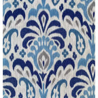 Fauteuil Allyson de Handy Living, style milieu du siècle, petit espace, motif damassé, bleu cobalt/gris
