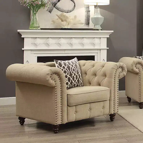 Acme Furniture Aurelia Accent Chairs Beige Linen