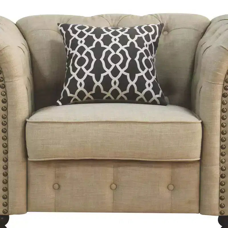 Chaises d'appoint Aurelia en lin beige Acme Furniture