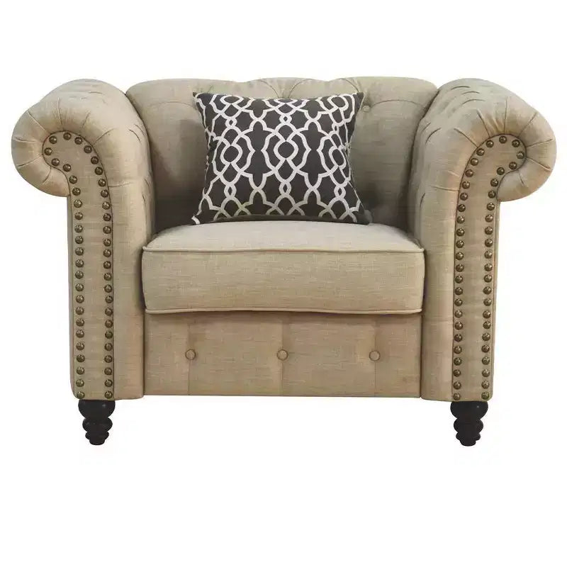 Chaises d'appoint Aurelia en lin beige Acme Furniture